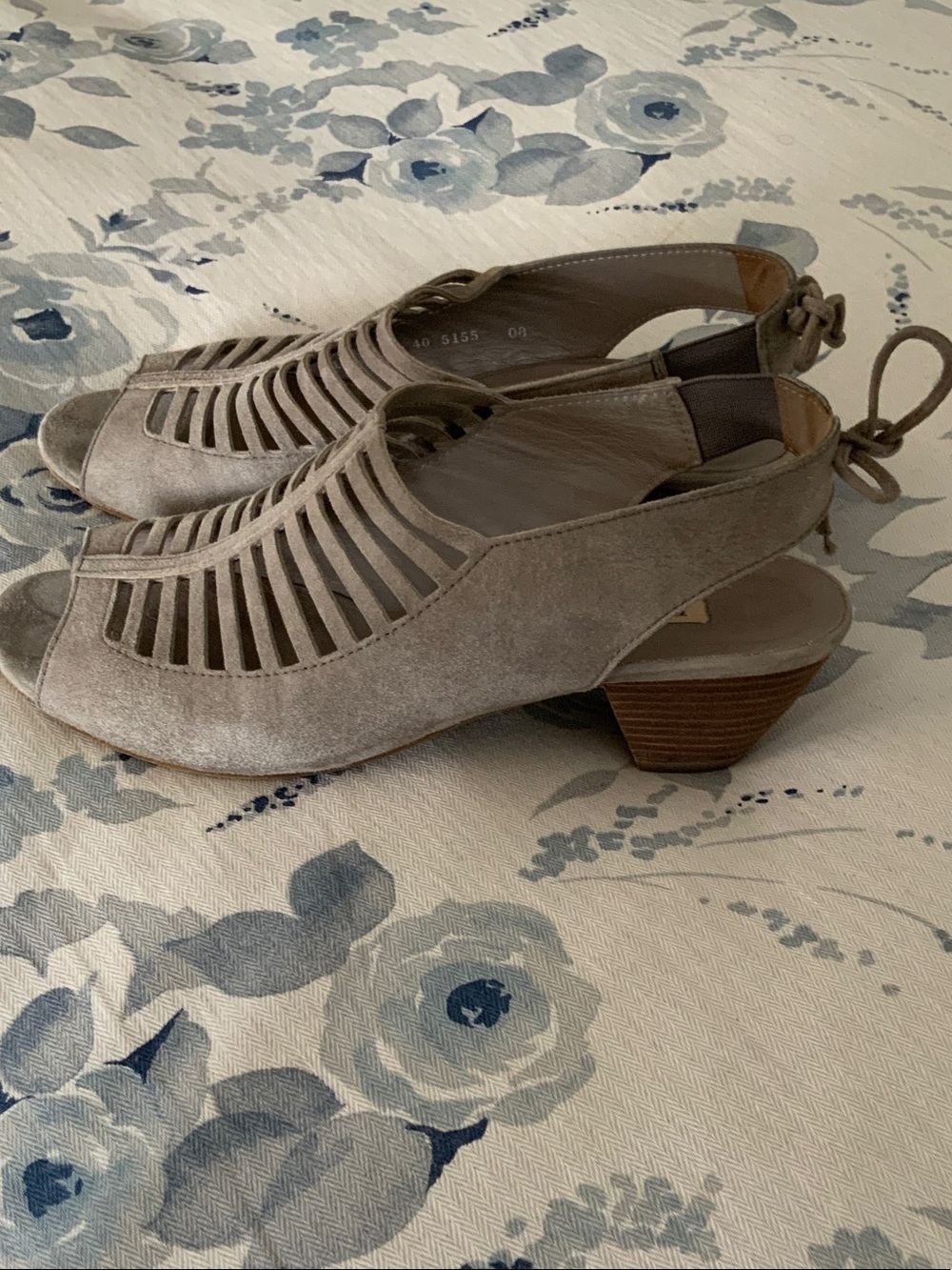 Women's Taupe Suede Slingback Sandals - Low Block Heel